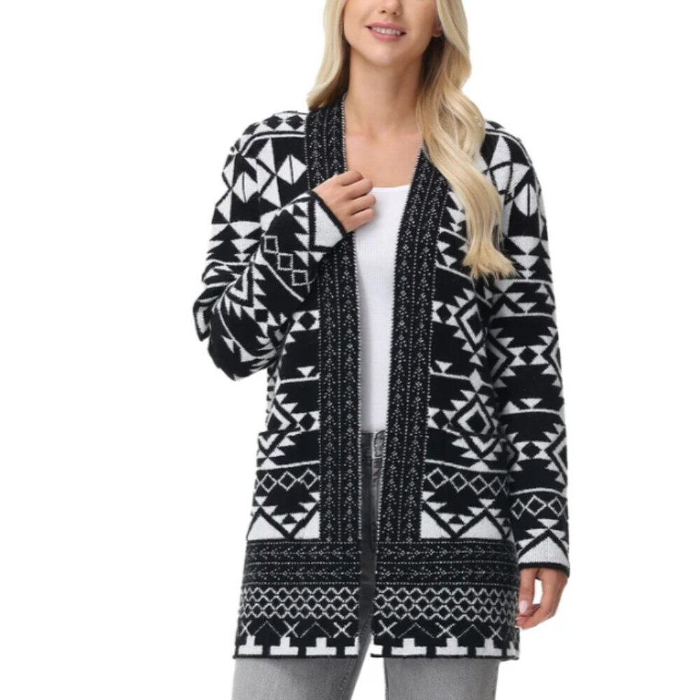 NWT Frye Women's Black Patterned Cardigan Size Large